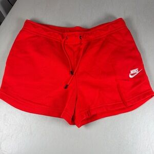 Nike Chili Red French Terry High Waisted Shorts Medium